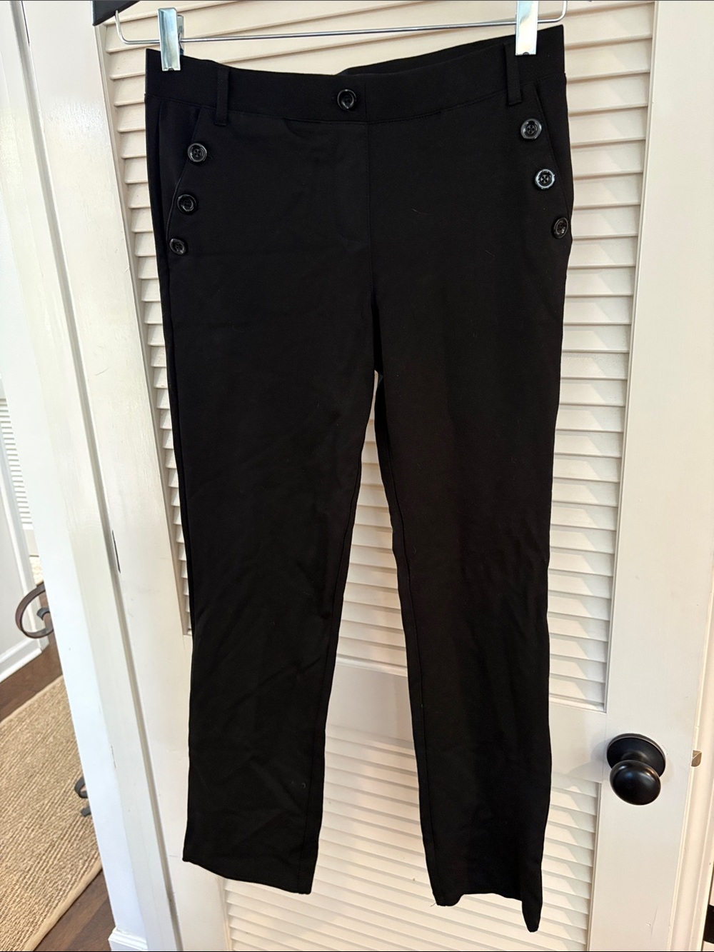 Black Women's Slim Sailor-Button Pants